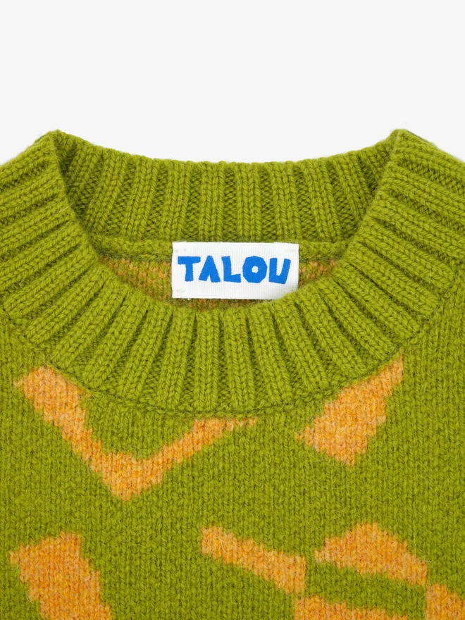 Green 100% wool kids jumper