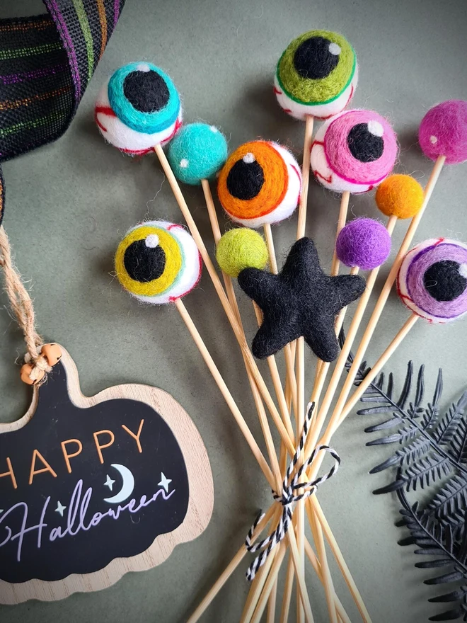 Felt Eyeball Flower Stems Artificial Bouquet Decoration