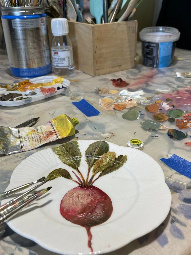 painting in the studio