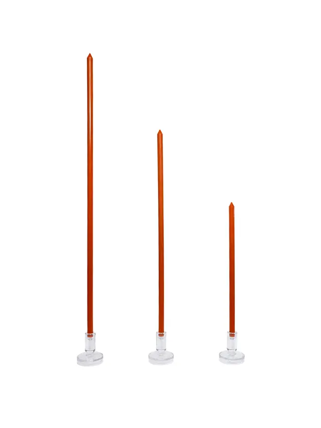 terracotta taper candle pair