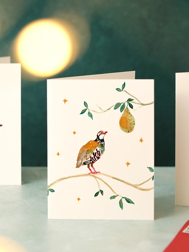 Partridge and Pear Mini Christmas Card