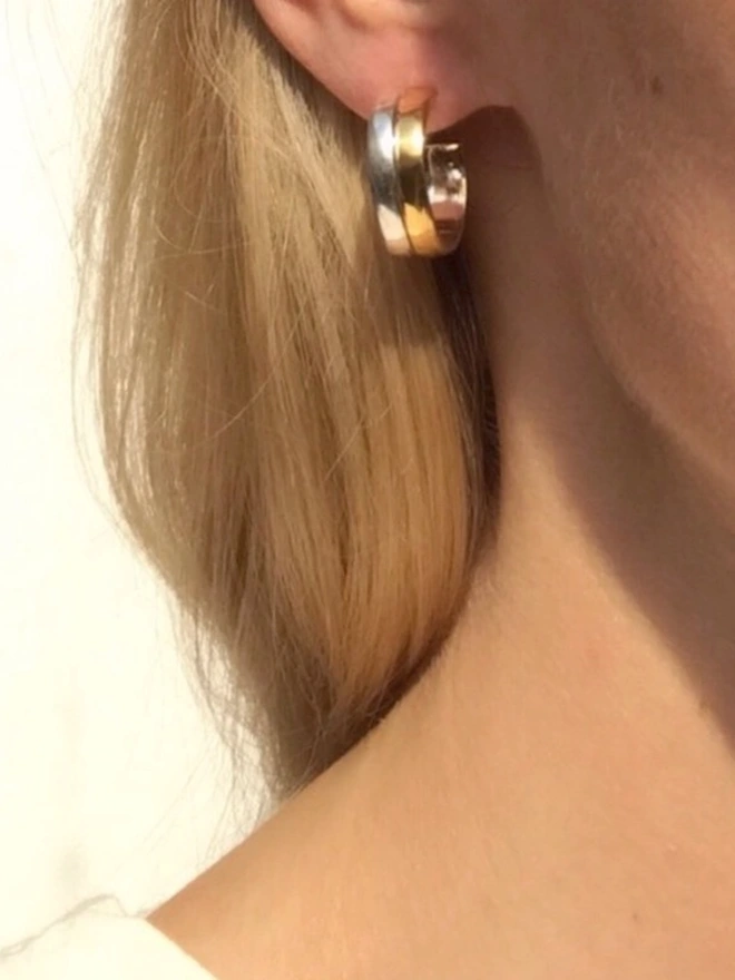 joan hoop earrings silver and gold mixed metals by Ruddock