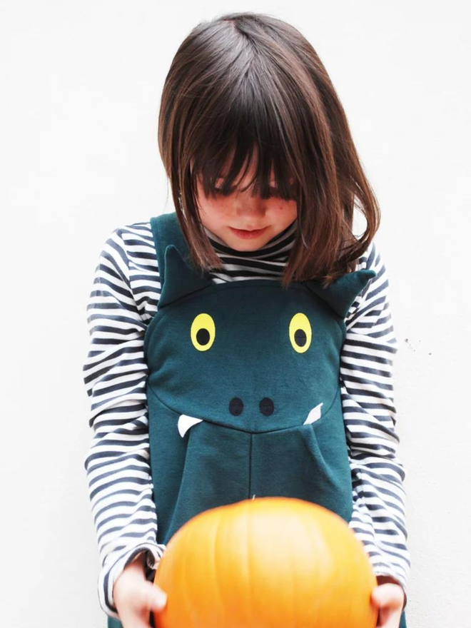 kids' green dragon dungarees