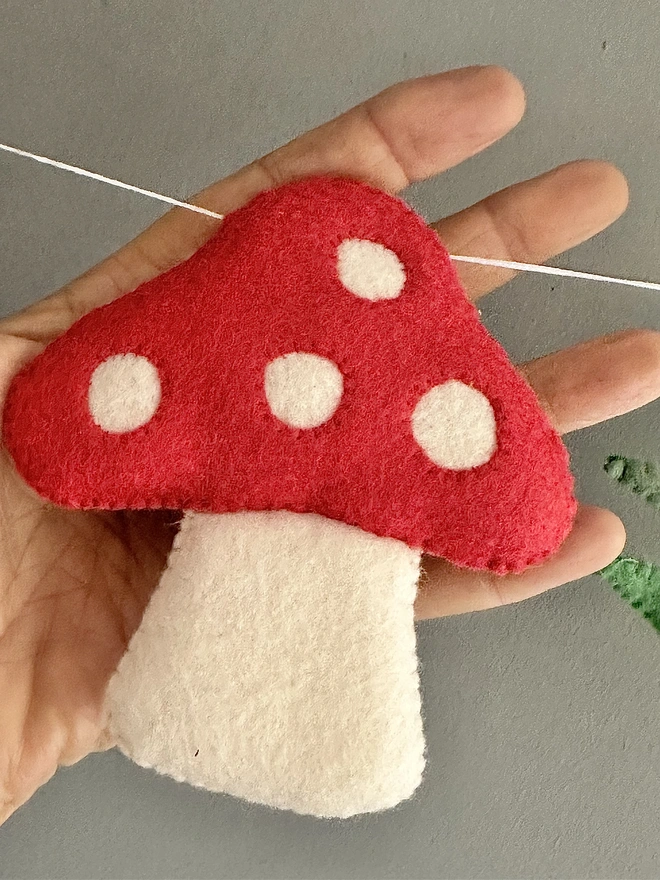 Nursery Garland with Toadstools and Grass, Kids Decoration, Playroom Bunting, Child’s Room Banner 