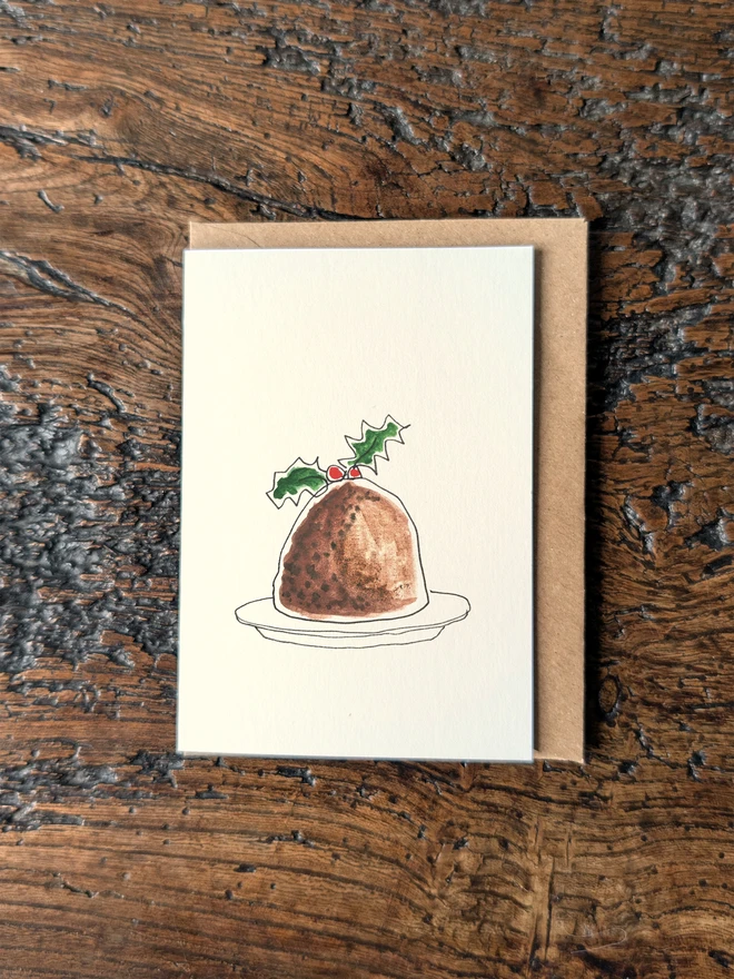 Hand finished illustration of a Christmas Pudding