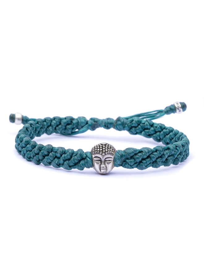 green buddha silver bracelet for men