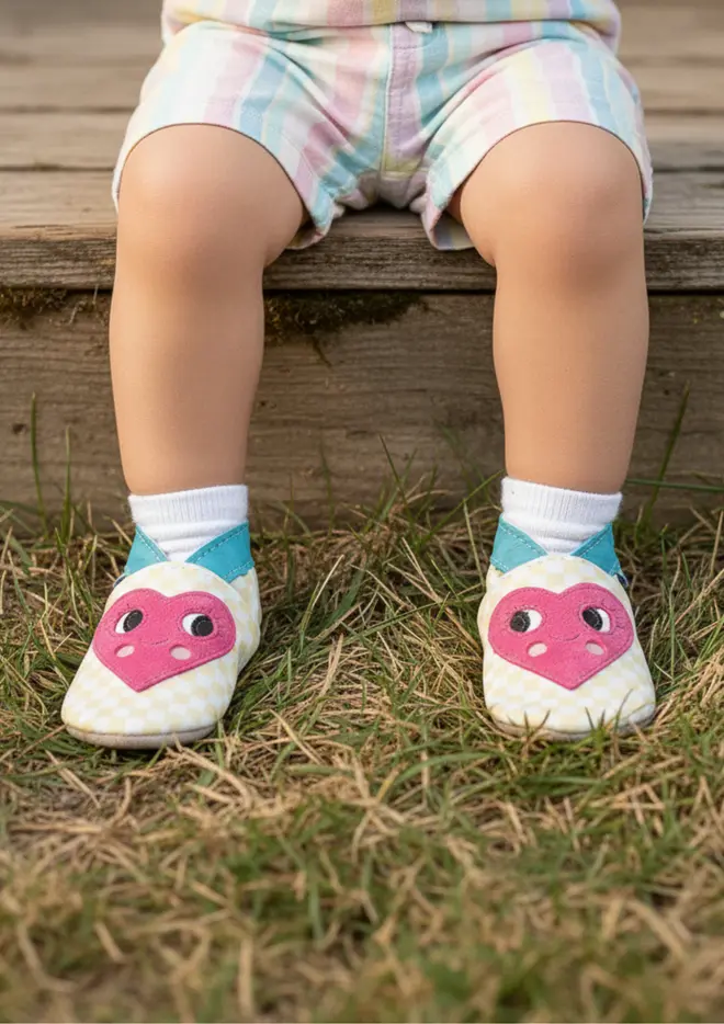 Joy baby shoes with heart inch blue