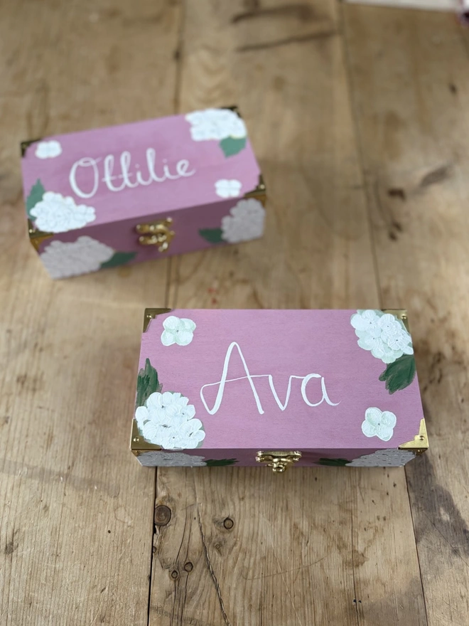 Hand painted personalised trinket box