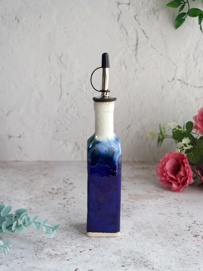 ceramic oil bottle, ceramic oil and vinegar bottle, ceramic gift, Jenny Hopps Potter, oil and vinegar bottles