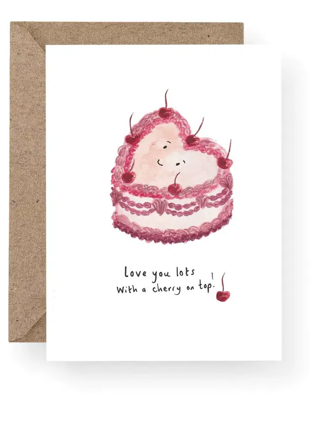 Love you lots with a Cherry on top Cake Card 