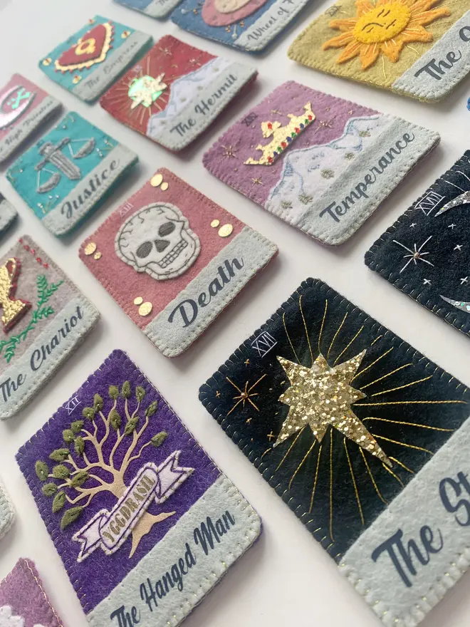 Hand Embroidered Tarot Card Decorations