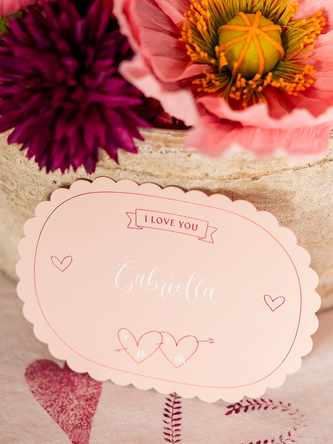 I love you personalised calligraphy token