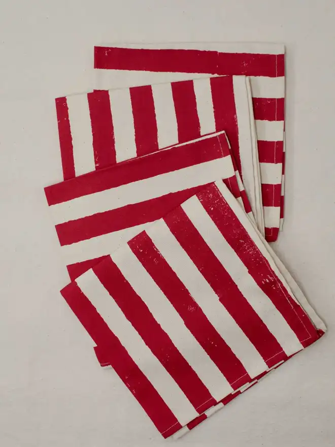 Christmas Red Stripe Table Runner and Napkin Set