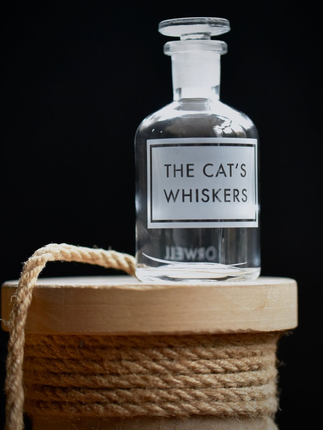 The cat's whiskers apothecary bottle