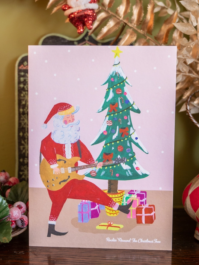 xmas rocking santa card