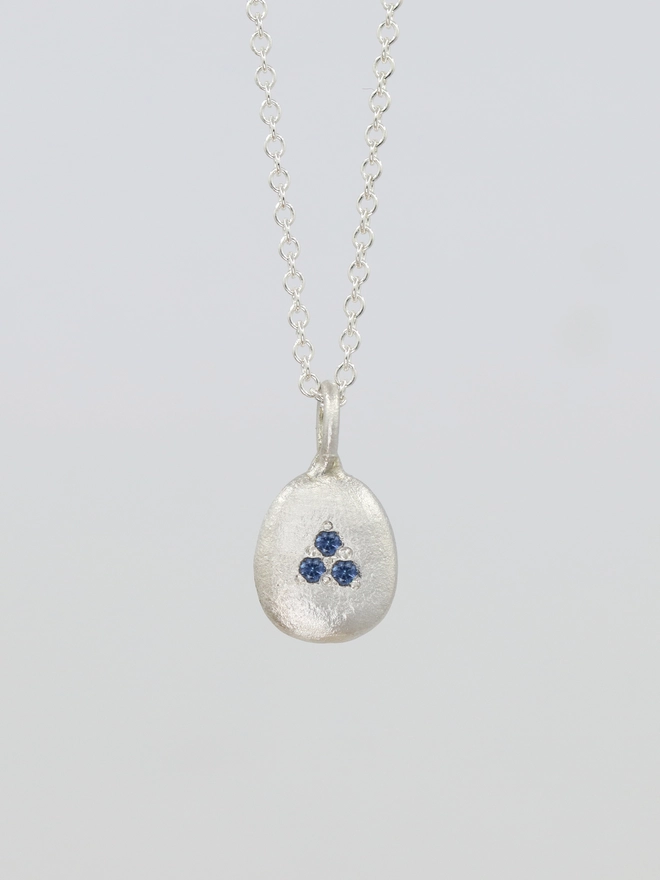 Silver Necklace with Blue Sapphires