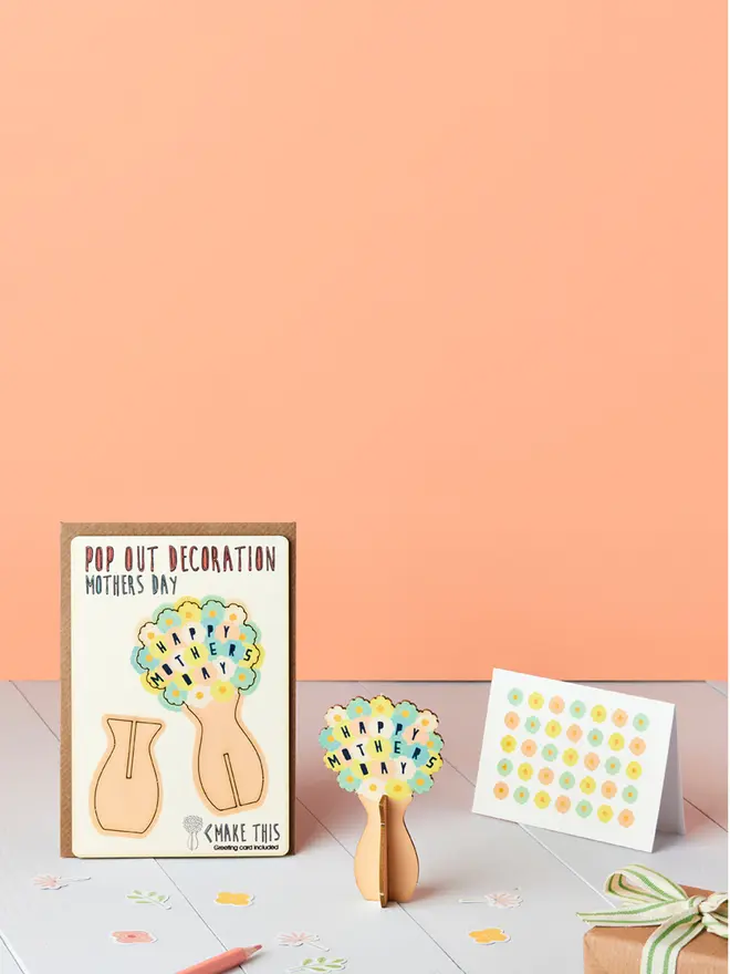 Mother's Day flowers card and laser cut decoration