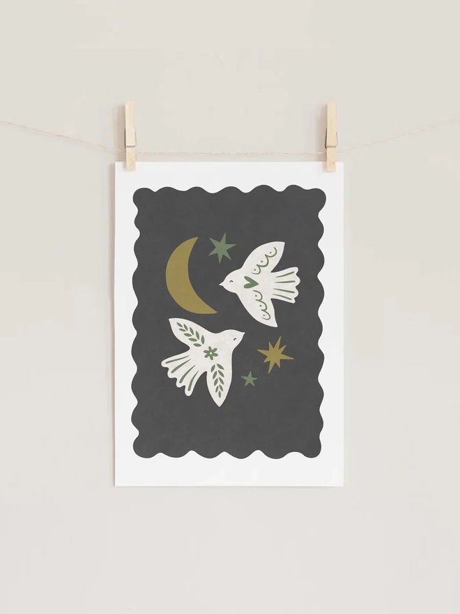 Ducks In A Row Scandi Bird Kids Nursery Wall print 