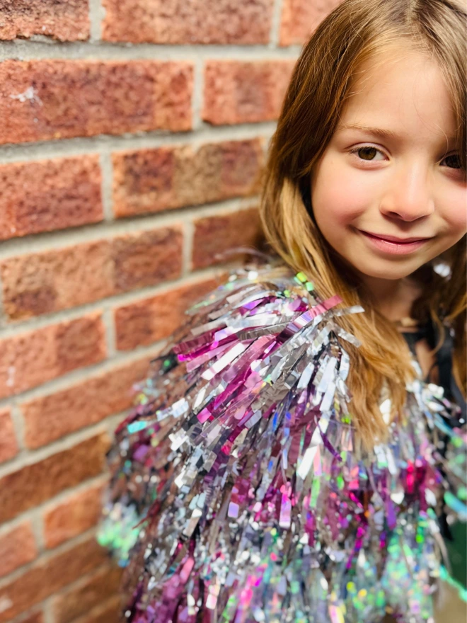 Tinsel cape festival cape festival jacket festival fashion bestival Glastonbury cape tinsel cape glitter cape