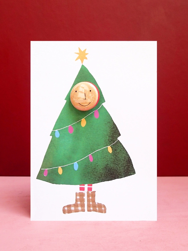 christmas tree costume funny badge card 