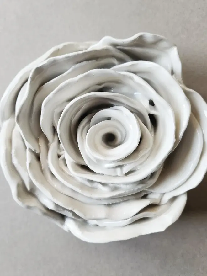 white ceramic rose flower for wall pottery art gift ideas anniversary wedding