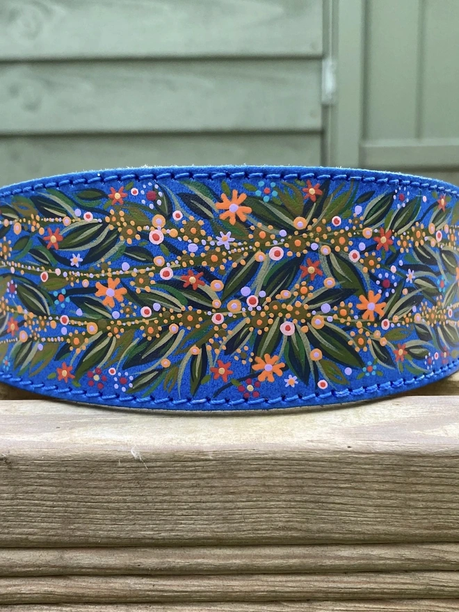 Extra Large Blue Floral Sighthound Collar