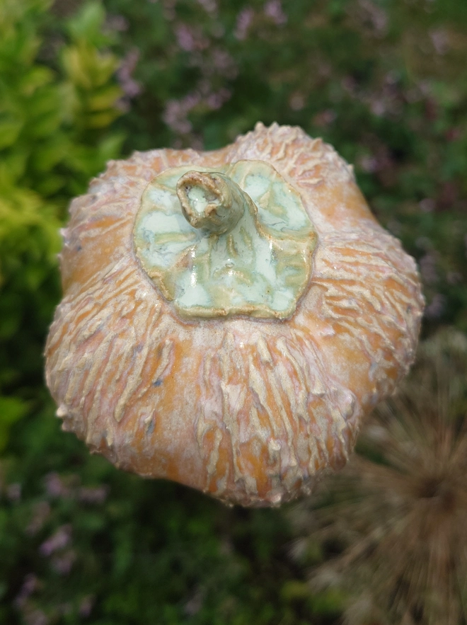 Stoneware pumpkin can topper