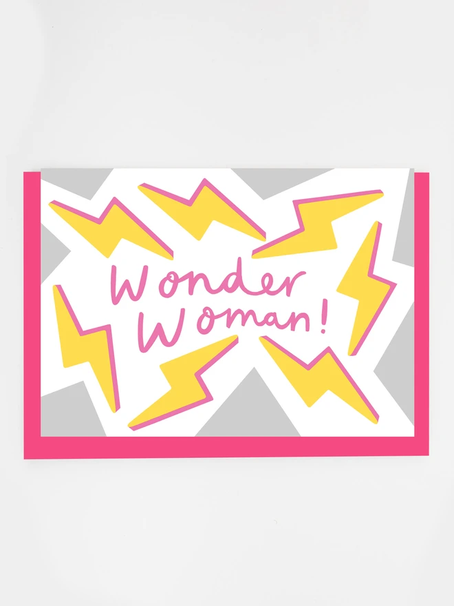wonder woman illustrated lightning card