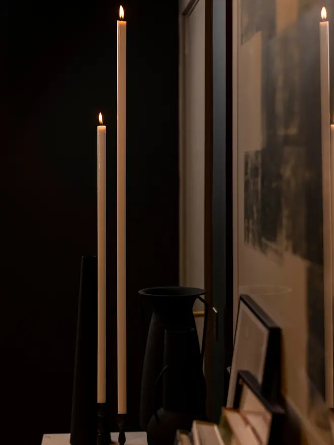 white taper candle pair