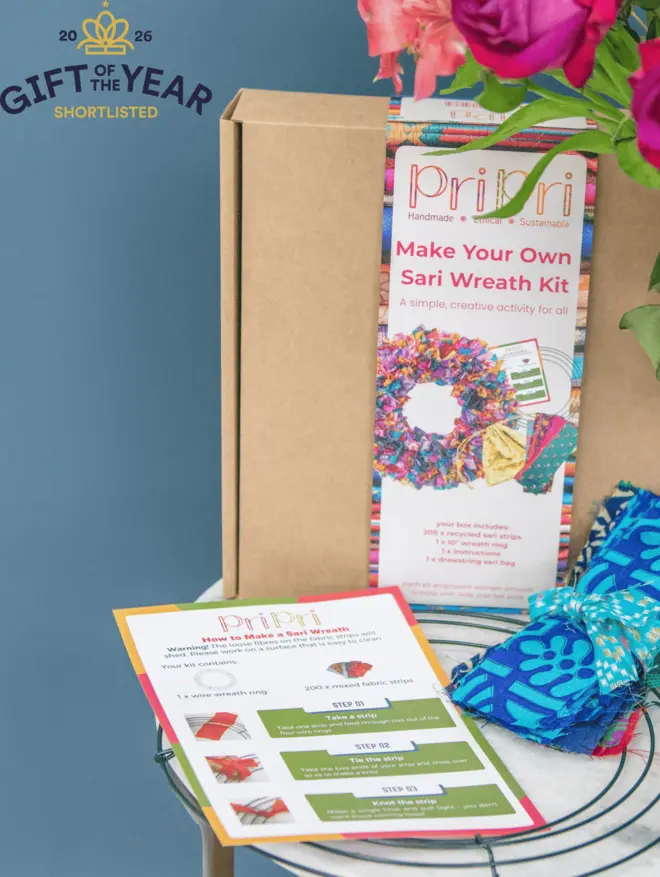 sari wreath kit box and instructions