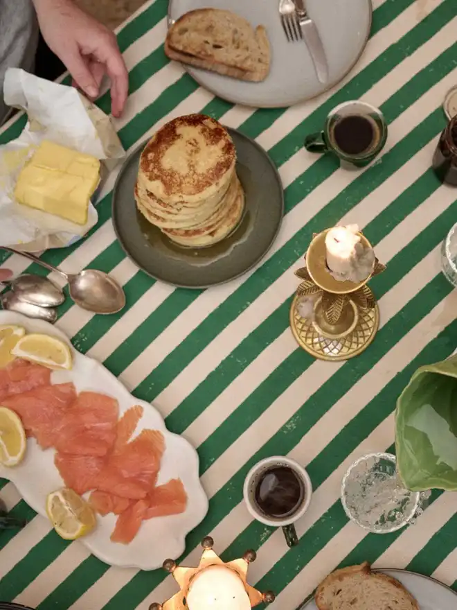 Christmas Green Stripe tablecloth