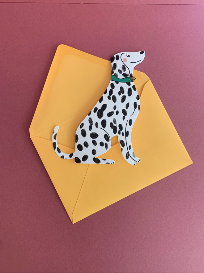 Dalmatian Dog Shaped Greeting Card with Bell