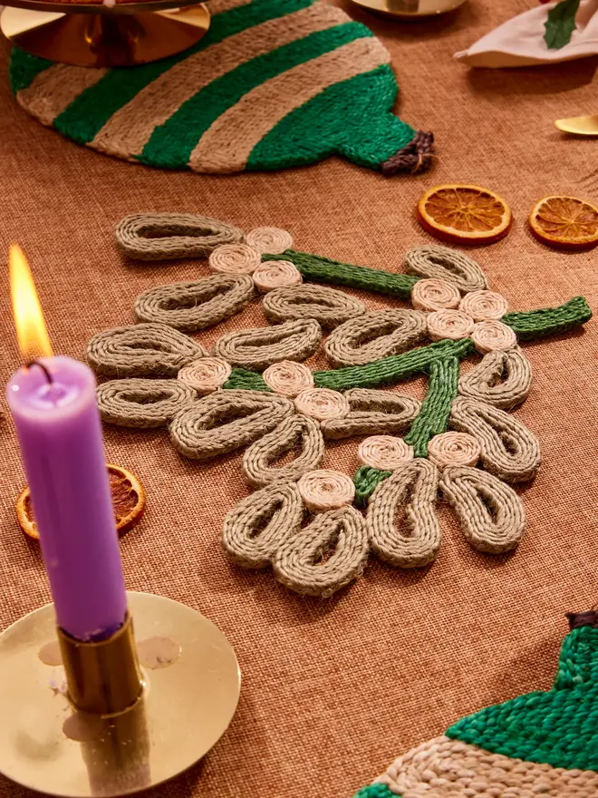 Mistletoe Christmas Jute Placemat