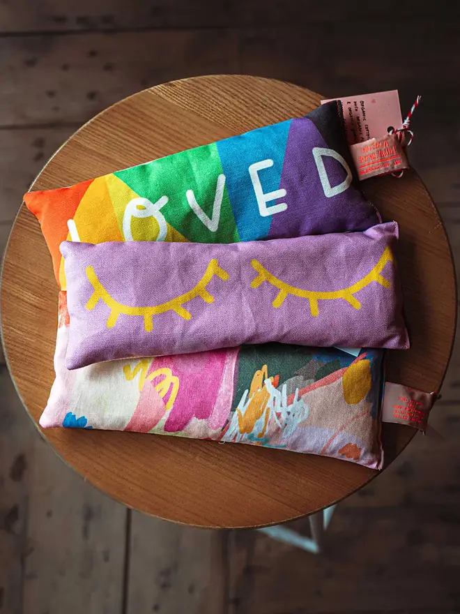 Nicola's iconic lavender eye pillows are colourful and filled with joy! ( and lavender)