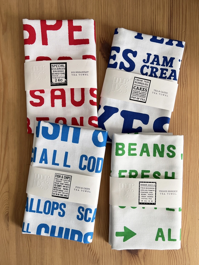 Set of Four Mr.PS Classic Cafe Menu tea towels