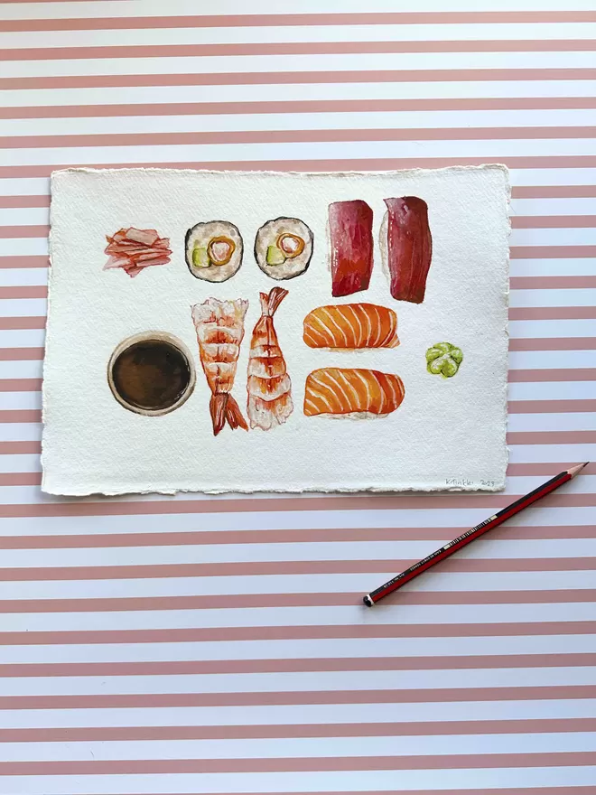 Sushi platter painting
