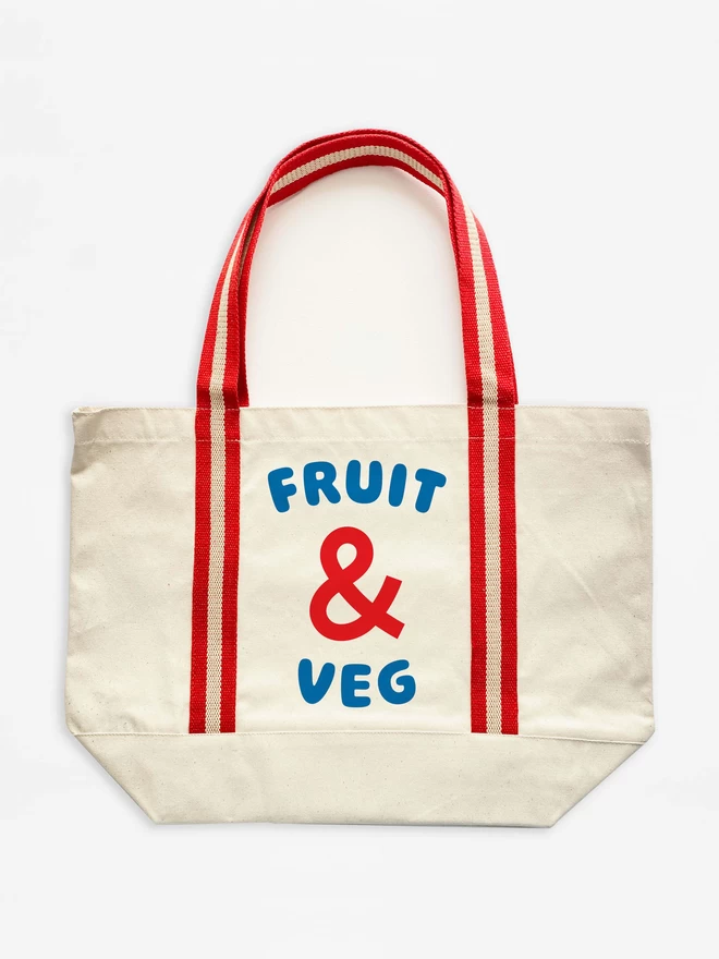 Canvas Tote bag with Beer& Wine on one side and Fruit & Veg on the other