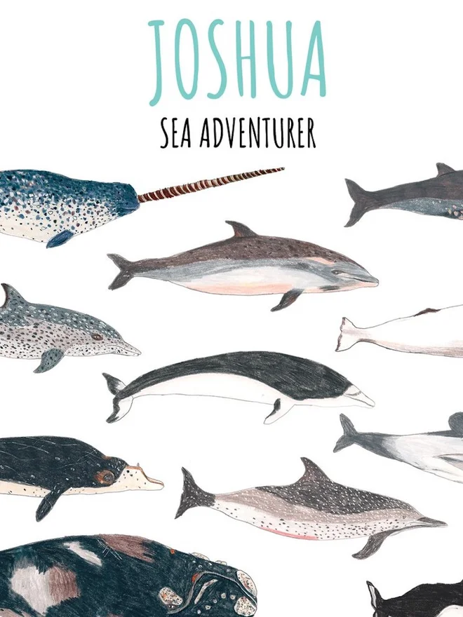 Personalised Whales And Dolphin Print