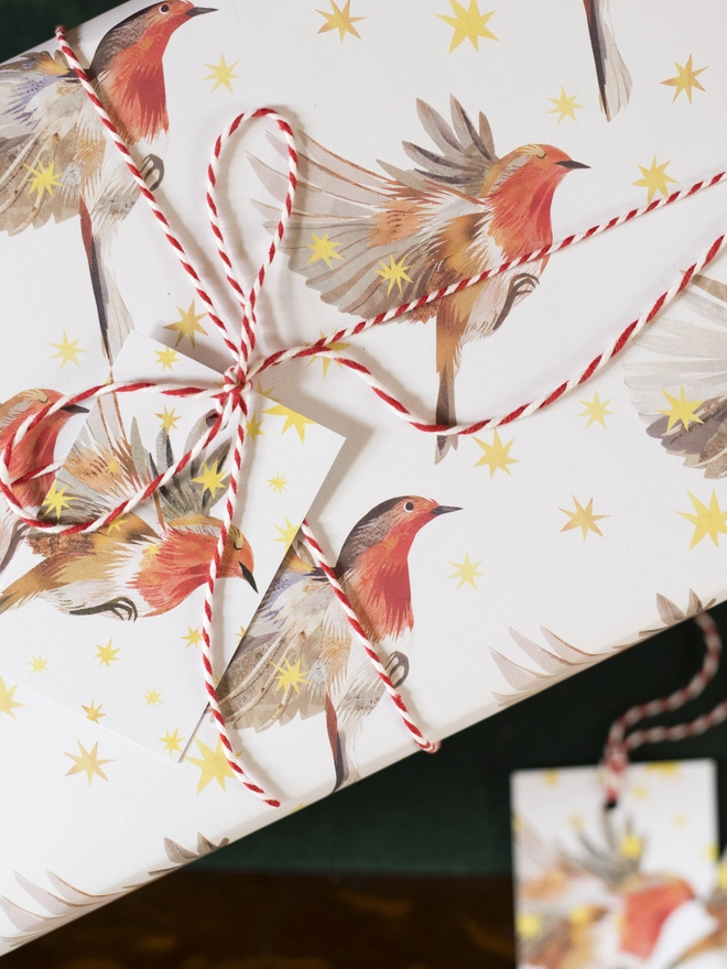 Starry Robins Wrapping Paper