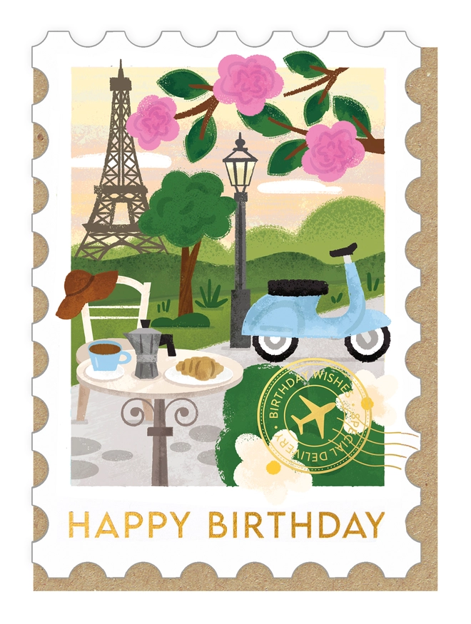 Paris cutout stamp card