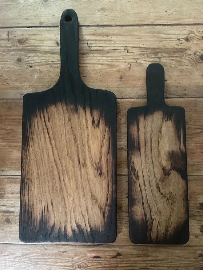 Small charred serving boards
