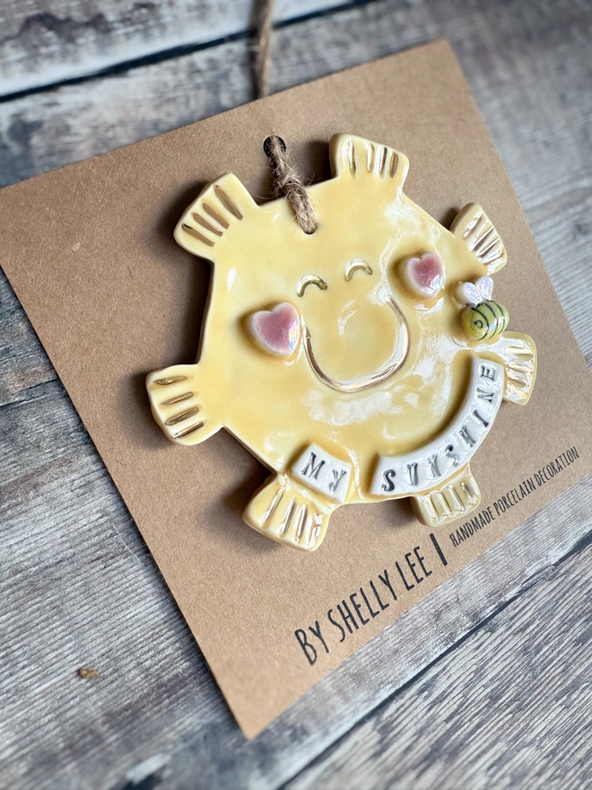 Handmade porcelain hanging sunshine 