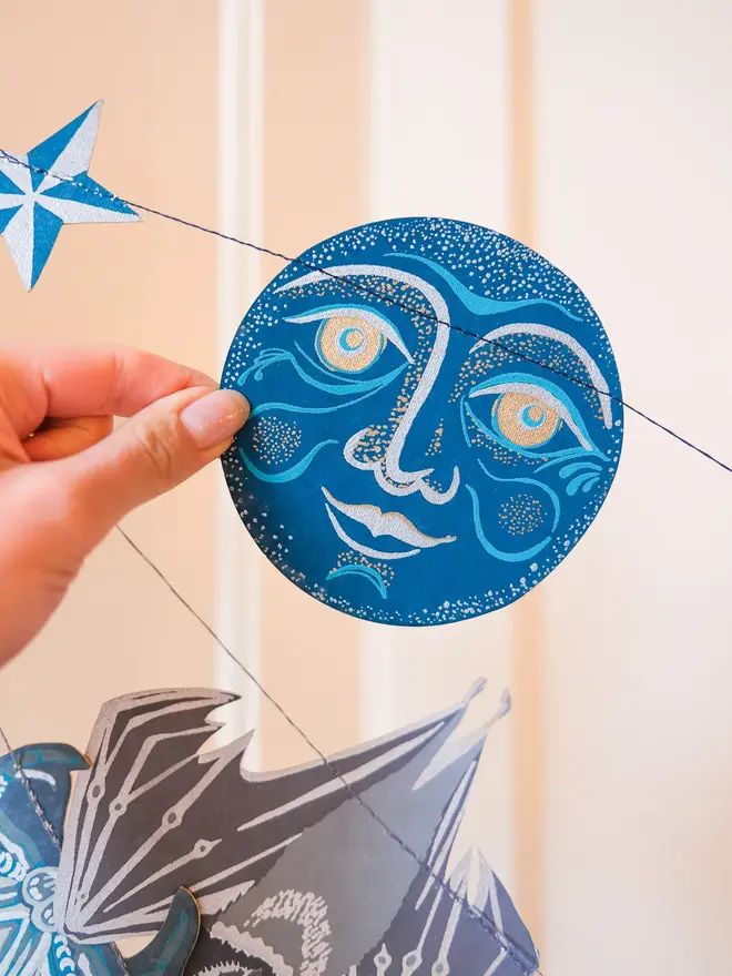 Man On The Moon Sewn Garland (Set Of 6)