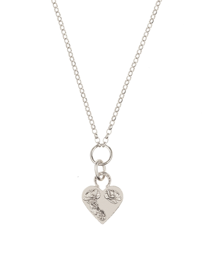 Petite Flower Heart Pendant silver