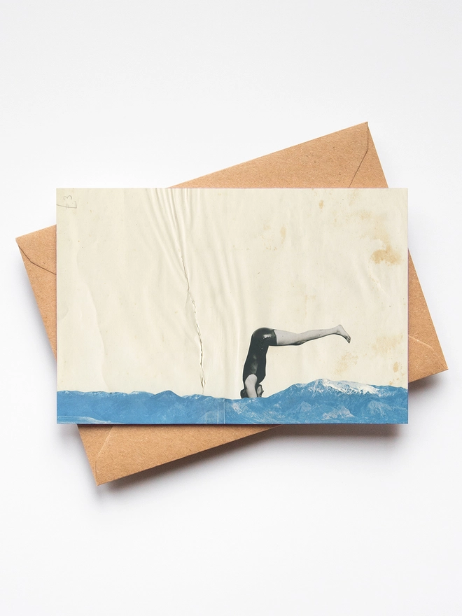 Sea Swimming Portrait Greetings Card - Plunge