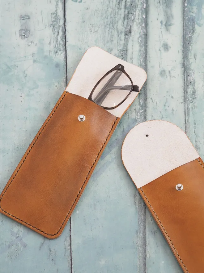 hand dyed leather glasses holders
