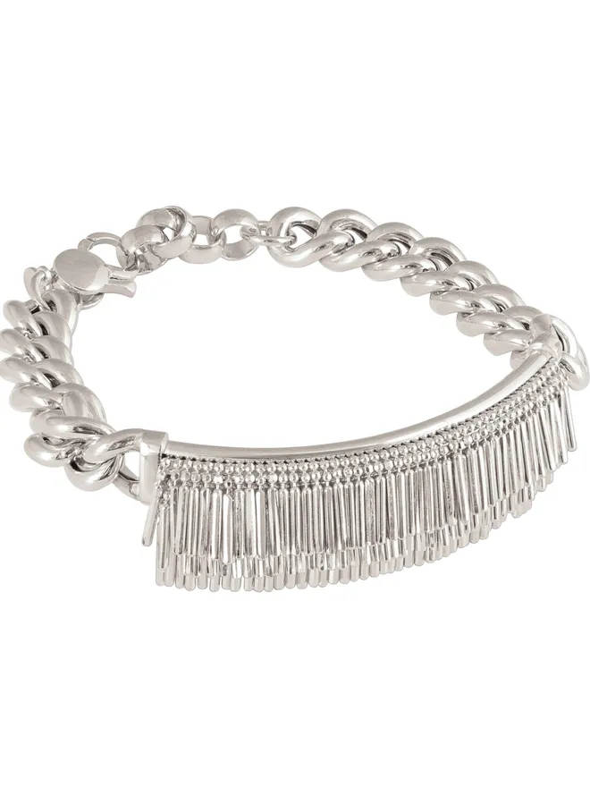 Loel silver tassel and chain bracelet