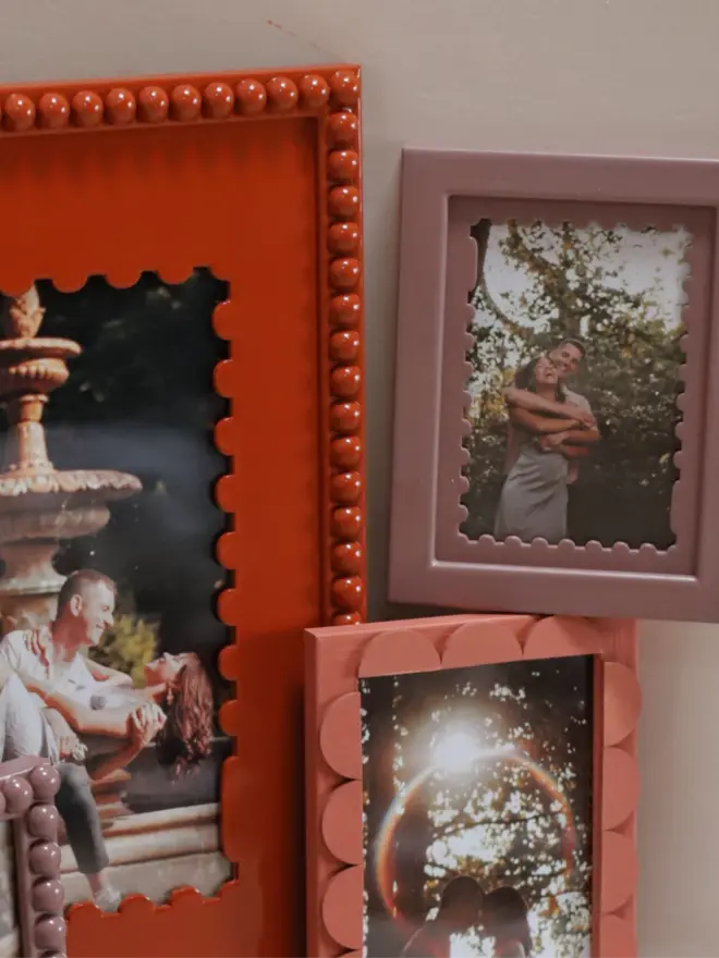 dusty rose stamp shaped frame mount with rose frame, and other frame styles