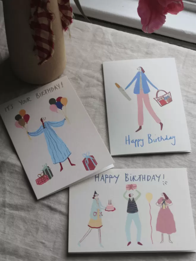 3 greetings cards for birthdays 