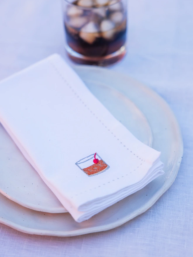 Embroidered Cocktail Napkin Set